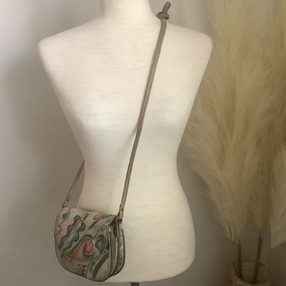 Sam Sam Vintage Genuine Leather Hand Painted Crossbody Bag - Picture 16 of 16